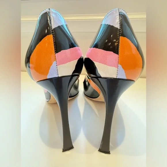 DIOR Christian Dior Pink ,Orange,green Black high Heels SHOES SIZE 39,5 -US 9,5 - Picture 10 of 17